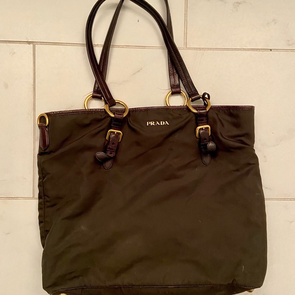 Prada Handbags - Prada brown nylon shoulder bag